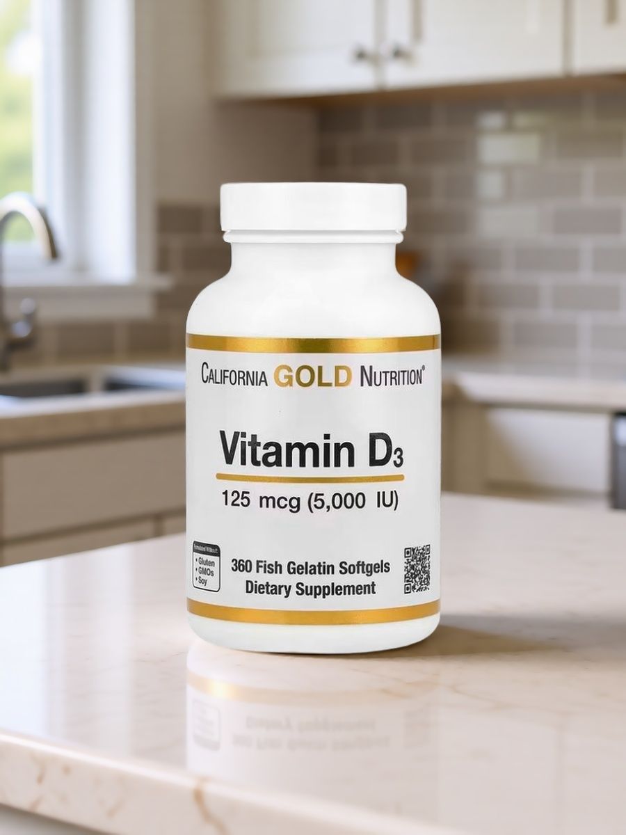 Витамин D3 125 мкг 5000 МЕ California Gold Nutrition 360 капсул