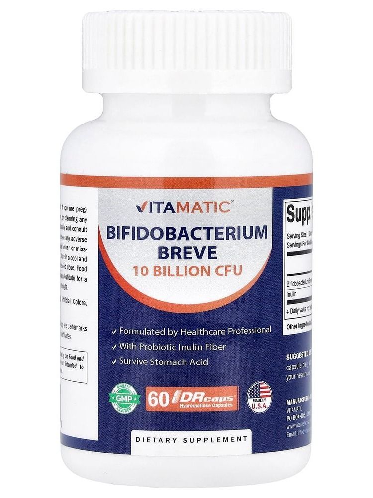 Бифидобактерии бреве, 60 капсул из гипромеллозы, Vitamatic — изображение 2