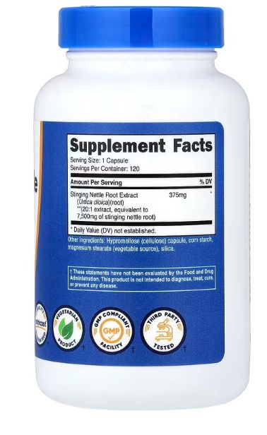 Nutricost, экстракт корня крапивы двудомной, 120 капсул — изображение 2