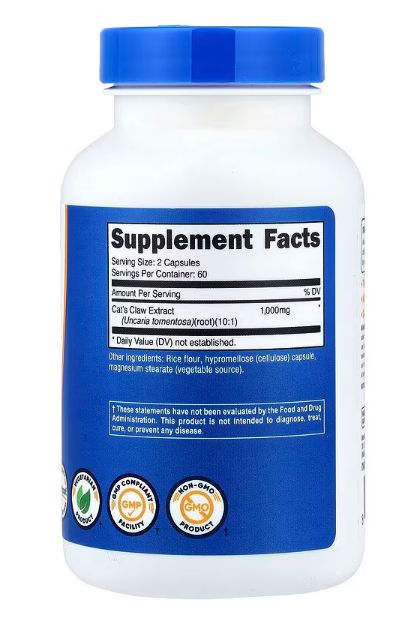 Nutricost, Кошачий коготь, 120 капсул — изображение 3