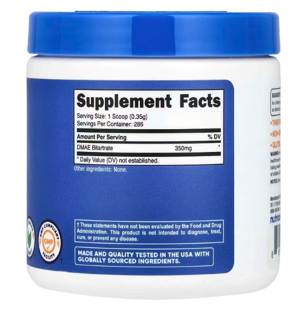 Nutricost, Битартрат ДМАЭ, без добавок, 100 г — изображение 3