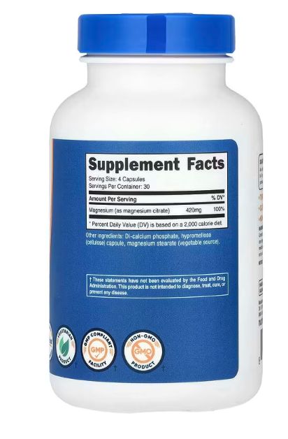 Nutricost, Цитрат магния, 120 капсул — изображение 3
