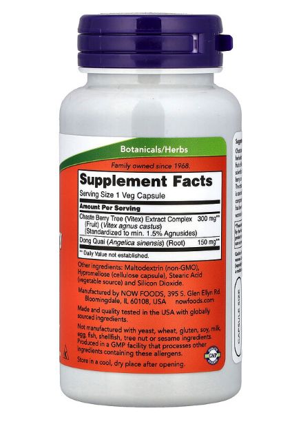 NOW Foods, экстракт витекса священного, 300 мг, 90 растительных капсул — изображение 2