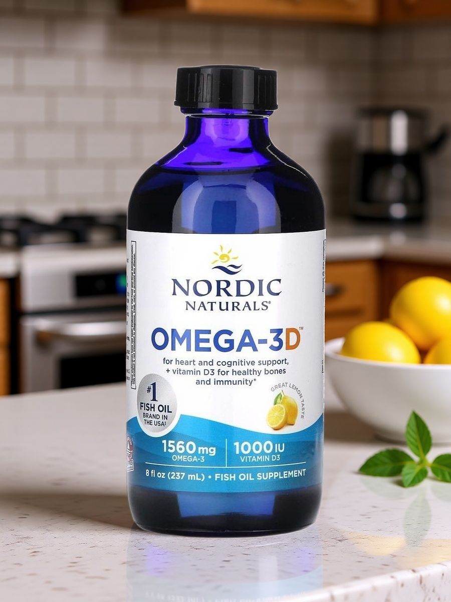 Флакон Омега-3D жидкая Nordic Naturals со вкусом лимона 237 мл