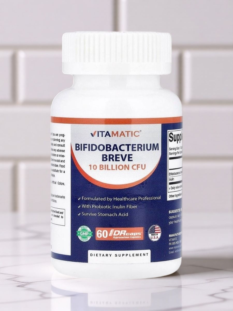 Упаковка Бифидобактерии бреве 60 капсул Vitamatic