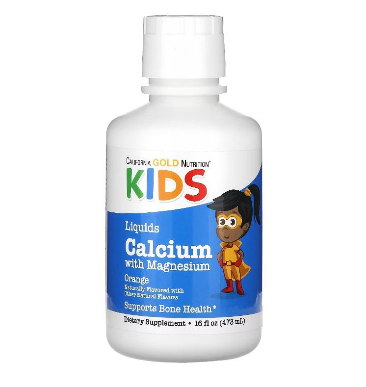 Флакон жидкого кальция с магнием California Gold Nutrition Kids 473 мл
