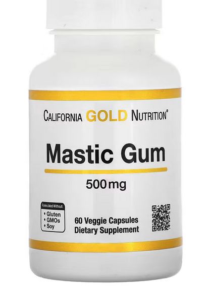 Мастиковая смола California Gold Nutrition 500 мг, 60 растительных капсул