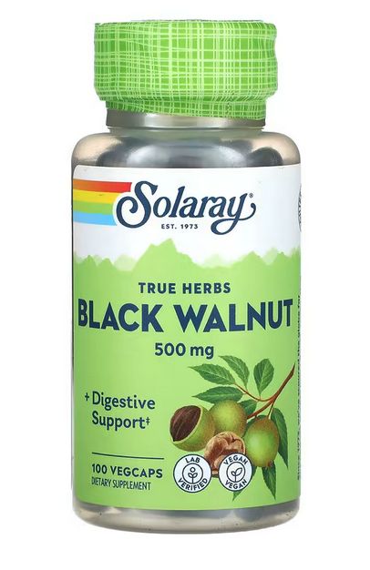 Упаковка капсул черного ореха скорлупы True Herbs 500 мг