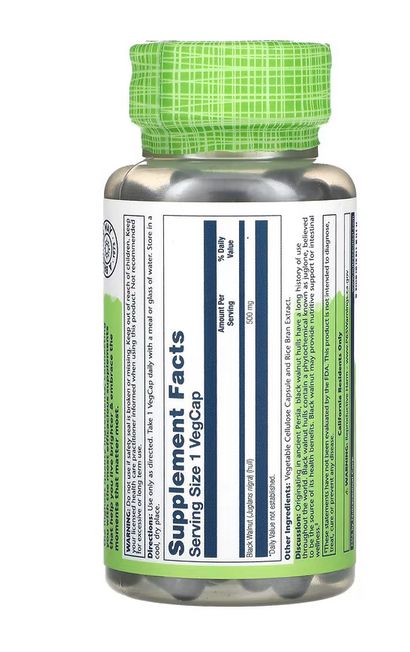 Черного ореха скорлупа ,True Herbs, 500 мг, 100 вегетарианских капсул — изображение 2