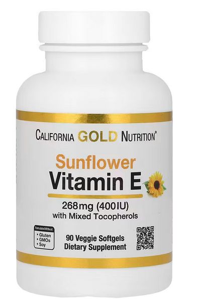 Витамин E California Gold Nutrition 400 МЕ, флакон 90 капсул