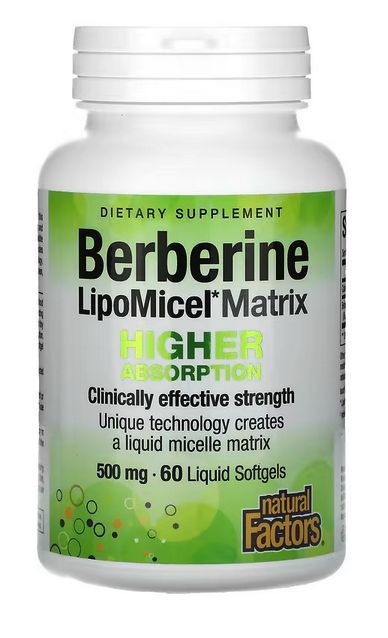 Берберин Natural Factors LipoMicel Matrix 500 мг, 60 мягких капсул