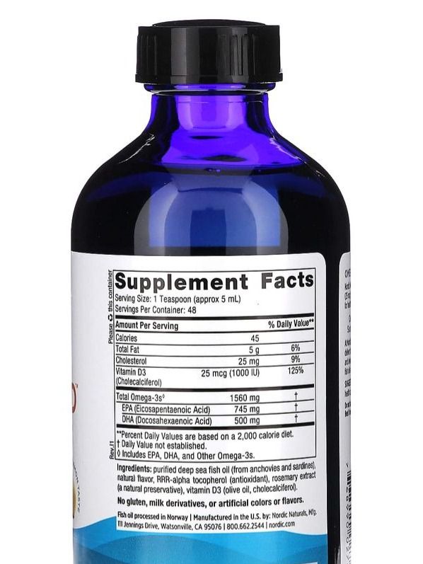 Омега-3D, Лимон, 237 мл (8 жидких унций), Nordic Naturals — изображение 3