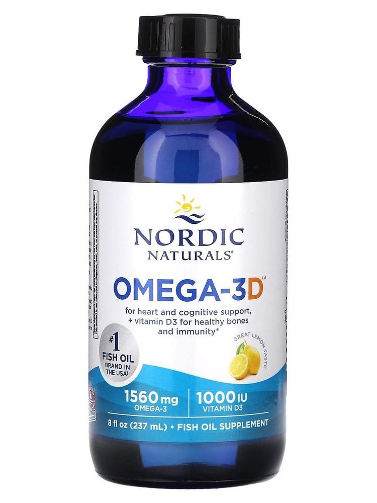 Омега-3D, Лимон, 237 мл (8 жидких унций), Nordic Naturals — изображение 2